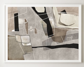 Large Beige Abstract Wall Art, Roberto Moro Printable (60x40 Print Download)