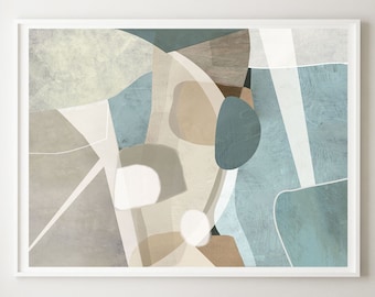 Large Abstract Boho Art Print: Soft Natural Tones (Digital Download)