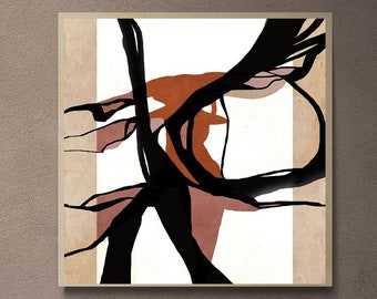 Modern Braun & Schwarz Abstrakt Kunst Druck: Quadratisch (Digitaler Download)