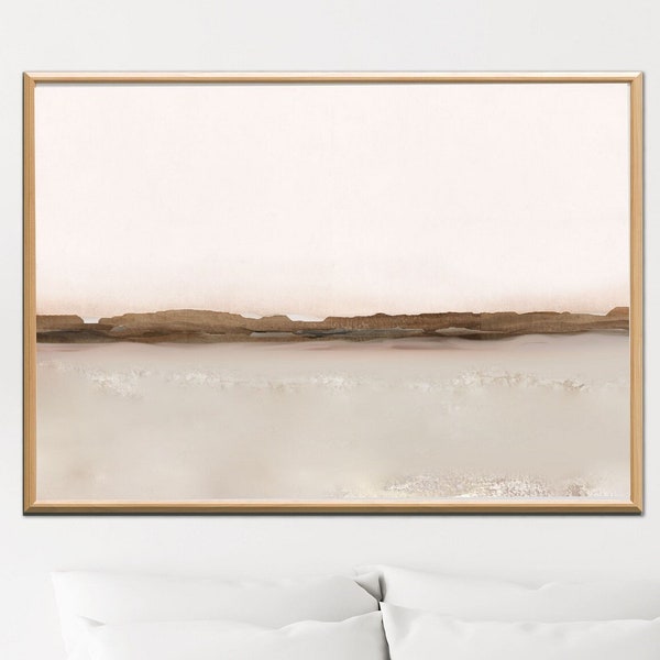 Large Desert Landscape Printable Painting, Printable Desert Wall Art Decor, Minimal Landscape Art with Soft Natural Tones, 40x30, 36x24