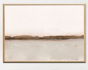 Large Desert Landscape Printable Art: Minimalist Beige Tones (Digital Download)
