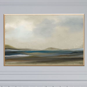 Large Landscape Painting, Nordic Landscape Printable Wall Art, Panoramic Landscape Print, Soft Pastel Tones Nature Art Print Download