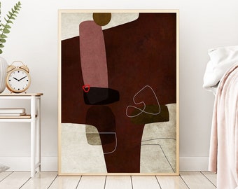 Abstrakt Beige Braun Wand Kunst Druck: Minimalistisches Design (Digitaler Download)