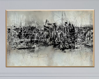 Large Black and White Abstract Art Print: Modern Home Decor (Digital Download)