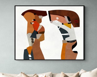 Large modern mid century printable art, Mid century abstract wall art for instant download, Colorful abstract art print, 60x50, 40x40, 40x30
