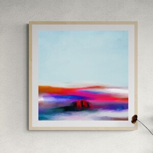 Colorful abstract landscape printable painting for instant download, Abstract kitchen wall art, Kids room abstract art print, 30x30