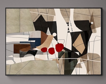 Abstrakter geometrischer Mid Century Kunstdruck: Farbenfrohes Wanddekor (Digitaler Download)