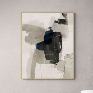 Beige, grau und blaue abstrakte Wandkunst, druckbare abstrakte Malerei zum sofortigen Download, zeitgenössischer abstrakter Kunstdruck für Wohndekor