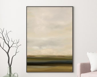 Large Green Abstract Landscape Art Print: "Silent Moment" (Digital Download)
