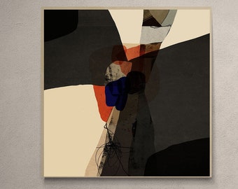 Brauner abstrakter Kunstdruck: Modernes quadratisches Bild zum Ausdrucken (30x30) (Digitaler Download)