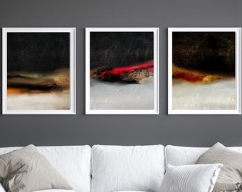 Abstract landscape printable art set for instant download, Modern abstract printable landscape painting, Set of 3 abstract landscape prints
