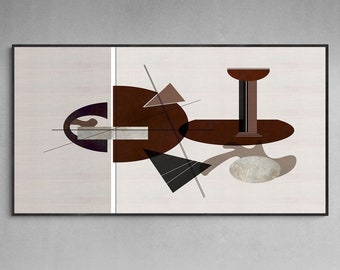 Braun Beige Abstrakte geometrische Kunst Druck: Moderne Wand Dekoration (Digitaler Download)