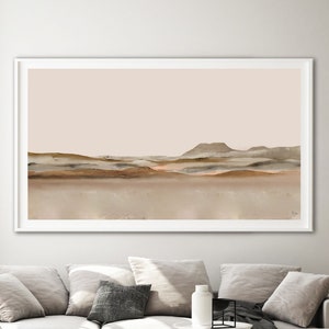 Large Panoramic Desert Landscape Painting, Soft Natural Tones Printable Landscape Wall Art, Desert Print, 80x40, 60x40, Roberto Moro Art