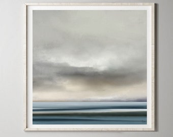 Ocean Printable Painting, Ocean Print, Coastal Art Print, Seascape Printable Wall Art, 40 x 40, Beach Landscape for Instant Download