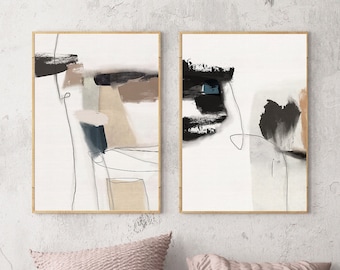 Abstract Nordic Prints Set: Beige Gray Gallery Wall Art (Digital Download)