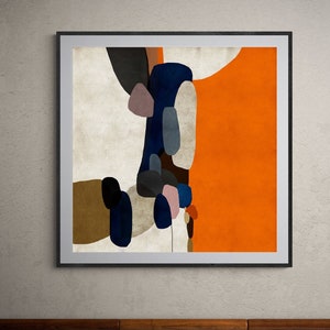 Large colorful abstract printable wall art, Modern abstract painting download, 40x60, 40x40, 24x32, Orange beige print, Roberto Moro art
