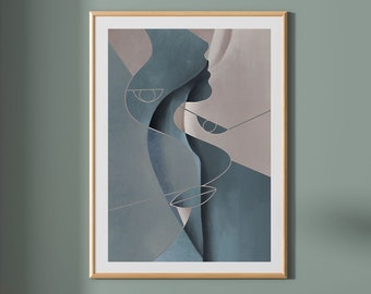 Printable abstract wall art, Soft pastel tones abstract print, Female abstract figure, Abstract home decor, Digital download, 24 x32 print