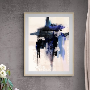 Blue Abstract Wall Art Print, Printable Abstract Painting, Blue Bathroom Art Print, Abstract Download Art, Contemporary Wall Art, 16x24