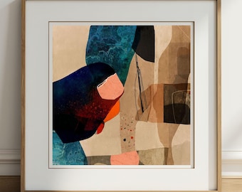 Modern Abstract Painting: Geometric Square Print, Colorful Printable Wall Art (Digital Download)