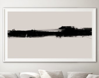 Black Brushstroke Abstract Art Print: Large Modern Shapes (Digital Download)