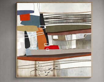 Colorful Abstract Art Print: Modern Mid-Century Wall Decor (Digital Download)