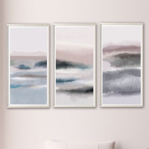 Abstract Landscape Set of 3 Prints, Soft Pastel Colors Landscape Printable Wall Art Set, Instant Download