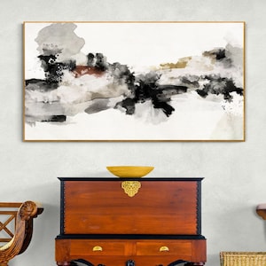 Extra large printable watercolor painting on canvas with neutral tones, Large modern abstract wall art for instant download, 60x40, 40x40