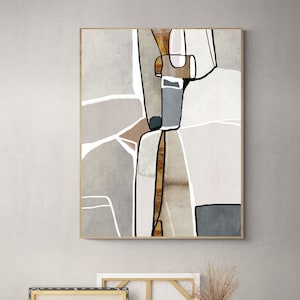 Printable minimal art, Modern neutral abstract printable wall art, Beige and gray rounded geometric shapes, 40x40, 30x40 abstract art print