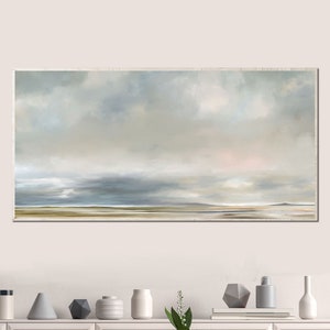 Extra Large Landscape Painting for Instant Download, Soft Pastel Tones Landscape Printable Wall Art, Skyscape Print, 80 x 40 Nature Art