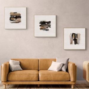 Abstract Wall Art Set of 3 Prints, Gallery Wall, Printable Square Abstract Wall Decor, Modern Abstract Print Set, Earth Tones