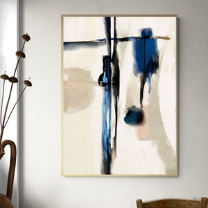 Cuadro minimalista abstracto moderno en azul y negro, arte mural imprimible minimalista abstracto, impresión abstracta azul, decoración de pared moderna