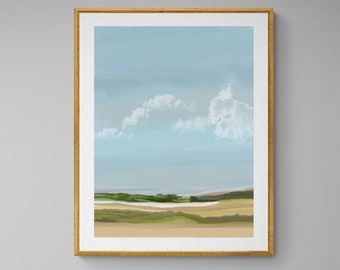 Watercolor printable painting, Landscape wall art, Watercolor landscape print for instant download, 30x30, 24x32 watercolor landscape