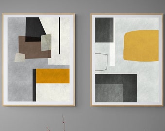 Abstract Geometric Print Set: Earth Tone Minimalist Wall Art (Digital Download)