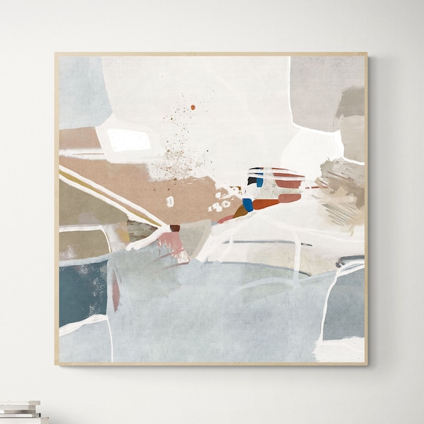 Abstrakter Druck herunterladbare Kunst, Pastellfarben moderner abstrakter minimalistischer Kunstdruck, großes abstraktes druckbares Gemälde, 40x40, 30x40, 30x30