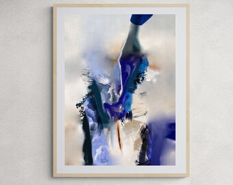 Blue purple abstract printable download art, Printable abstract painting, 24x32 abstract wall art, Kitchen wall art, Bathroom decor