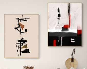 Minimalist wall art set of 2 prints download, Abstract minimal print set, Birthday gift, Printable wall art, Kitchen decor, Affordable art