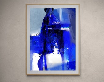 Blue Abstract Art Print: Modern Wall Decor (24x32) (Digital Download)