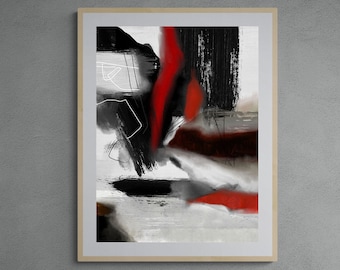 Stampa artistica astratta in nero e rosso: arredamento moderno per la casa (stampa 24x32) (download digitale)