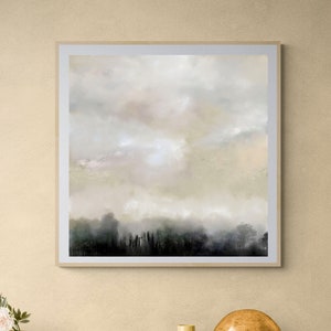 Forest Painting, Large Square Landscape Printable Wall Art, Abstract Landscape Print, 60 x 60, Big Sky Landscape Art Print Instant Download