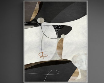 Large Beige Gray Abstract Art Print, Minimalist Decor (Digital Download)