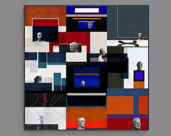 Arte imprimible geométrico abstracto moderno extra grande, arte abstracto de la pared para descarga instantánea, decoración abstracta grande del hogar, 60x60, 50x50, 40x40