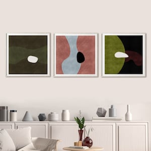 Set of 3 Minimalist Art Prints, Printable Minimalist Wall Art Set of 3, Square Minimalist Print Set, Modern Abstract Wall Art Download