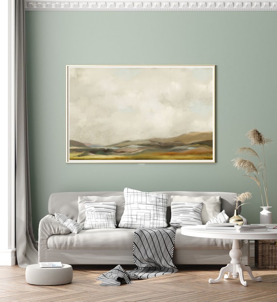 Large Green Landscape Painting: Traditional Wall Art (Instant Download)