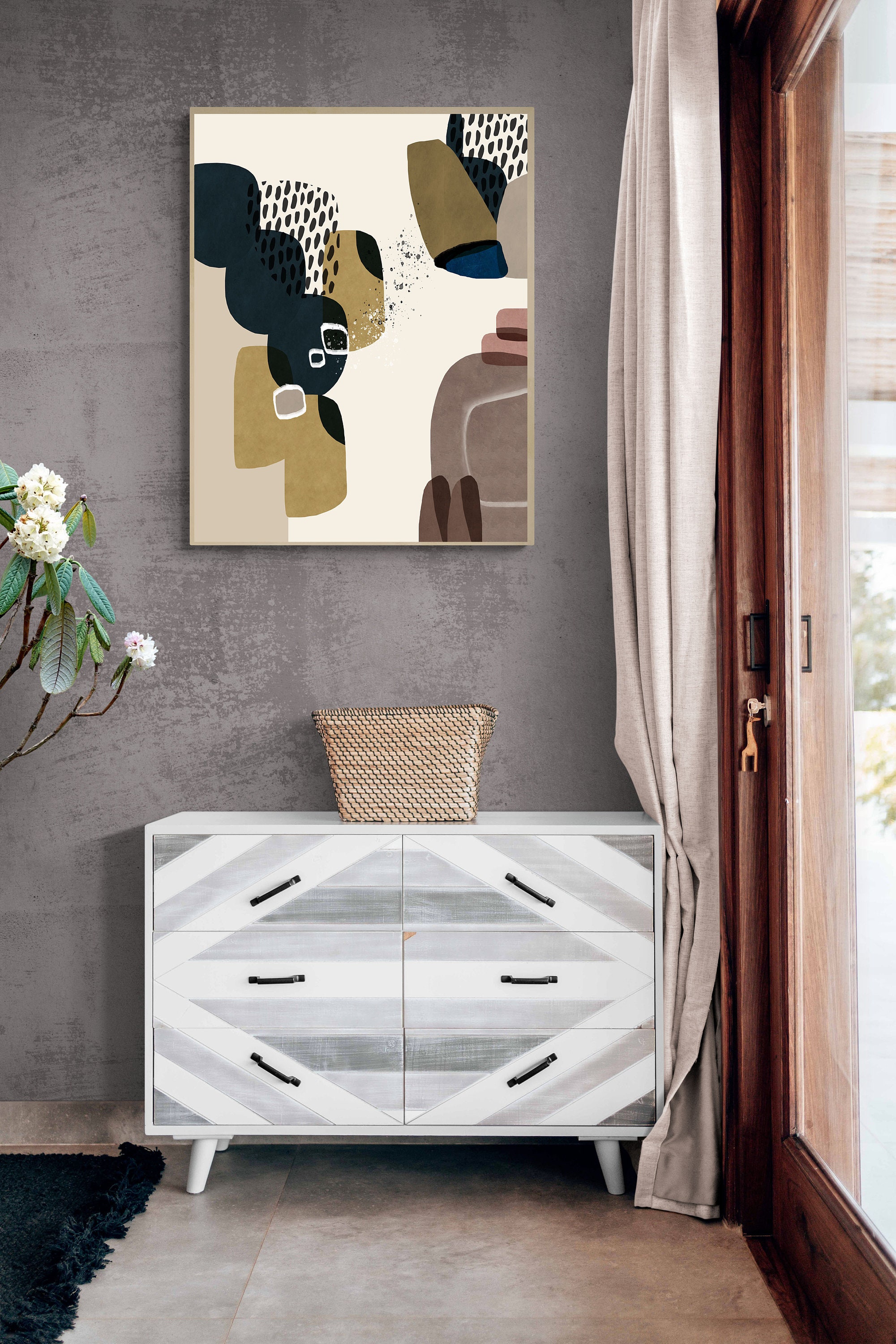 Mid Century Abstract Art Print: Minimalist Geometric Painting (digital ...