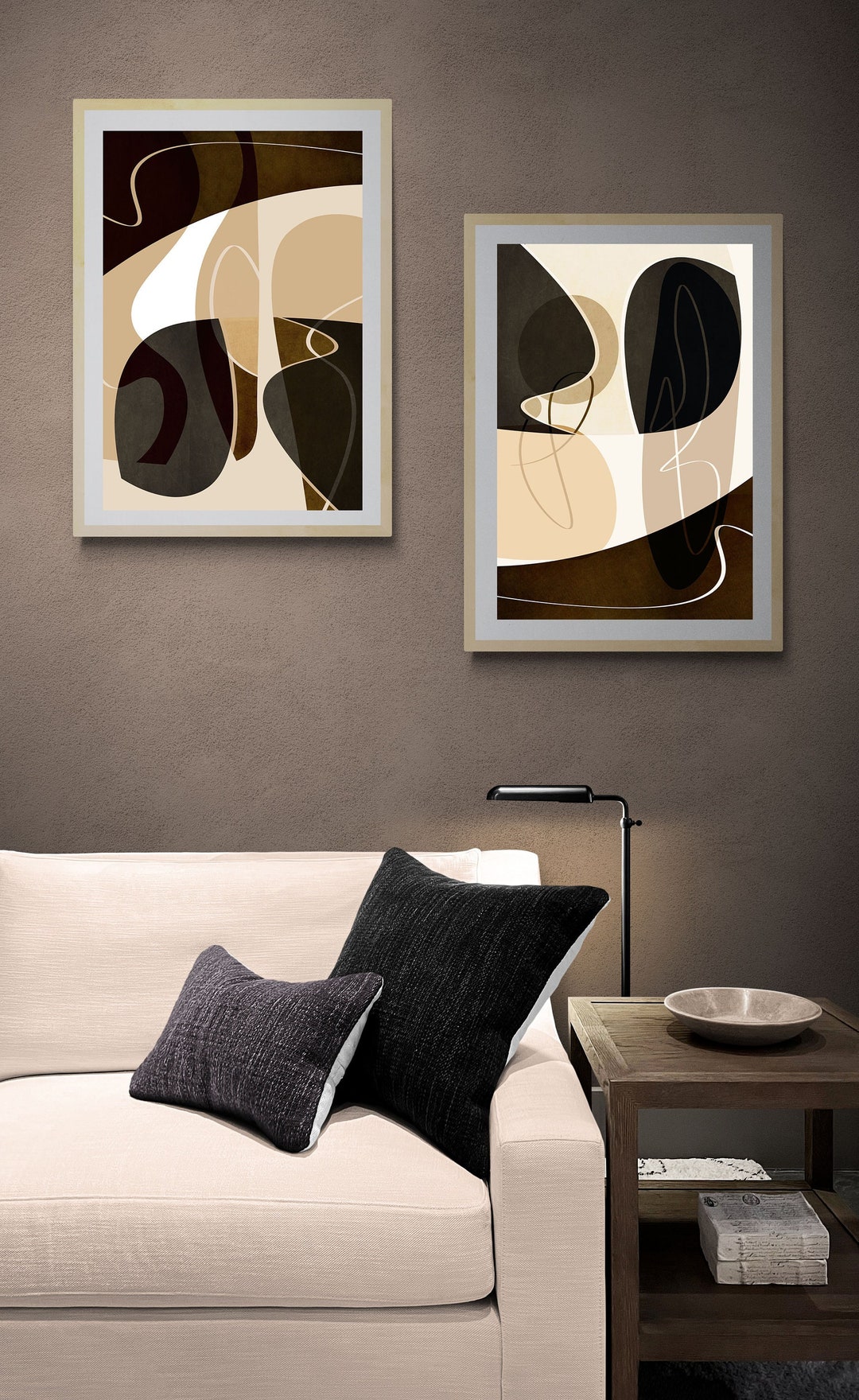 Minimalist Dark Brown and Beige Earth Tones Modern Abstract Geometric