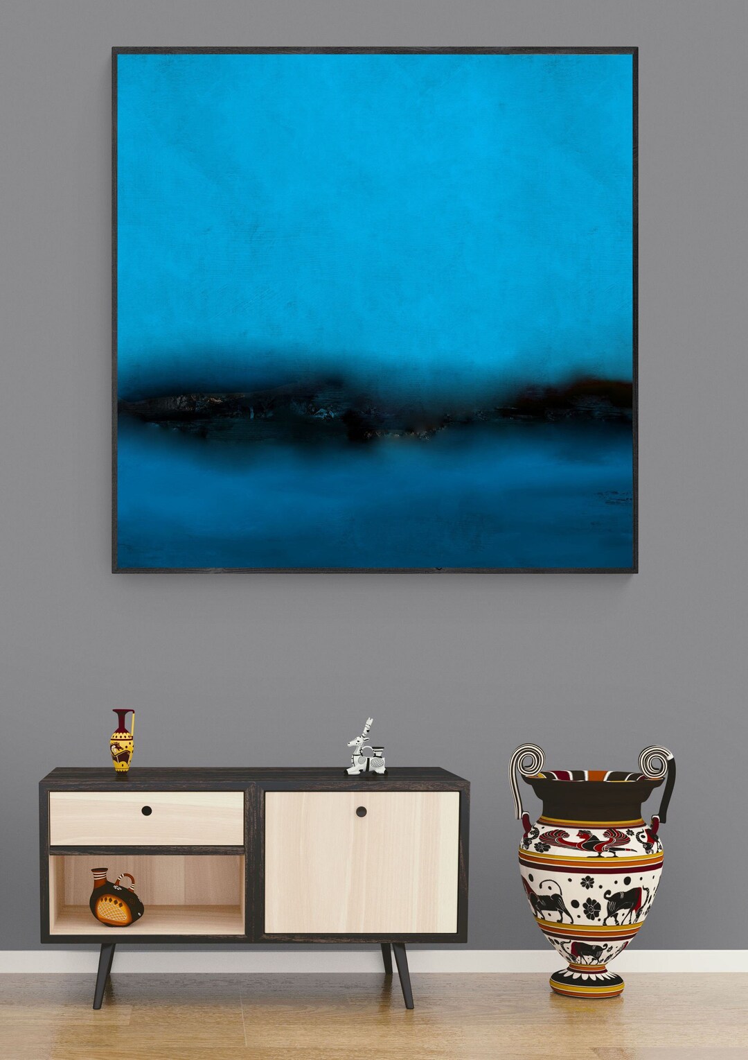 Blue Printable Painting, Blue Landscape Print, Abstract Landscape Wall ...