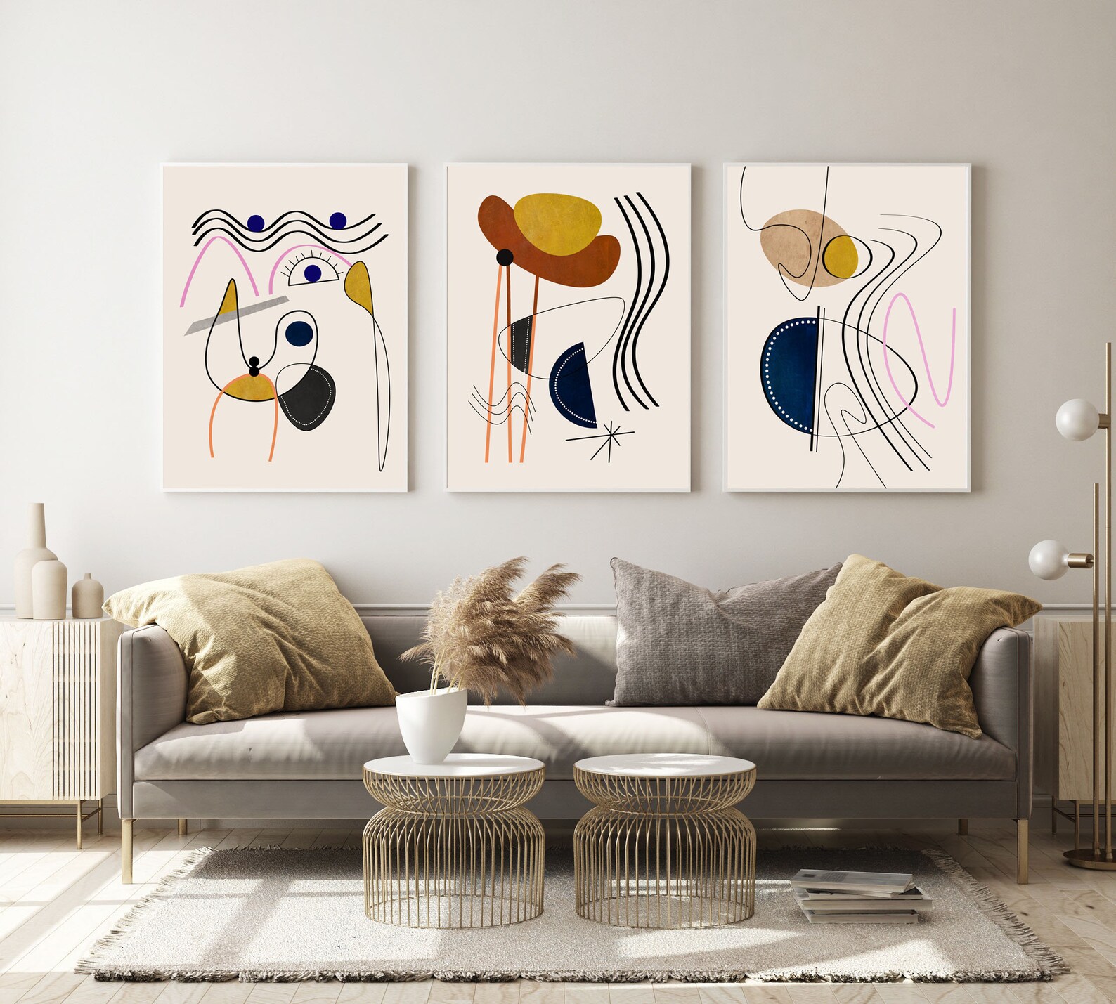 Minimalist Abstract Geometric Printable Wall Art Set of 3 - Etsy