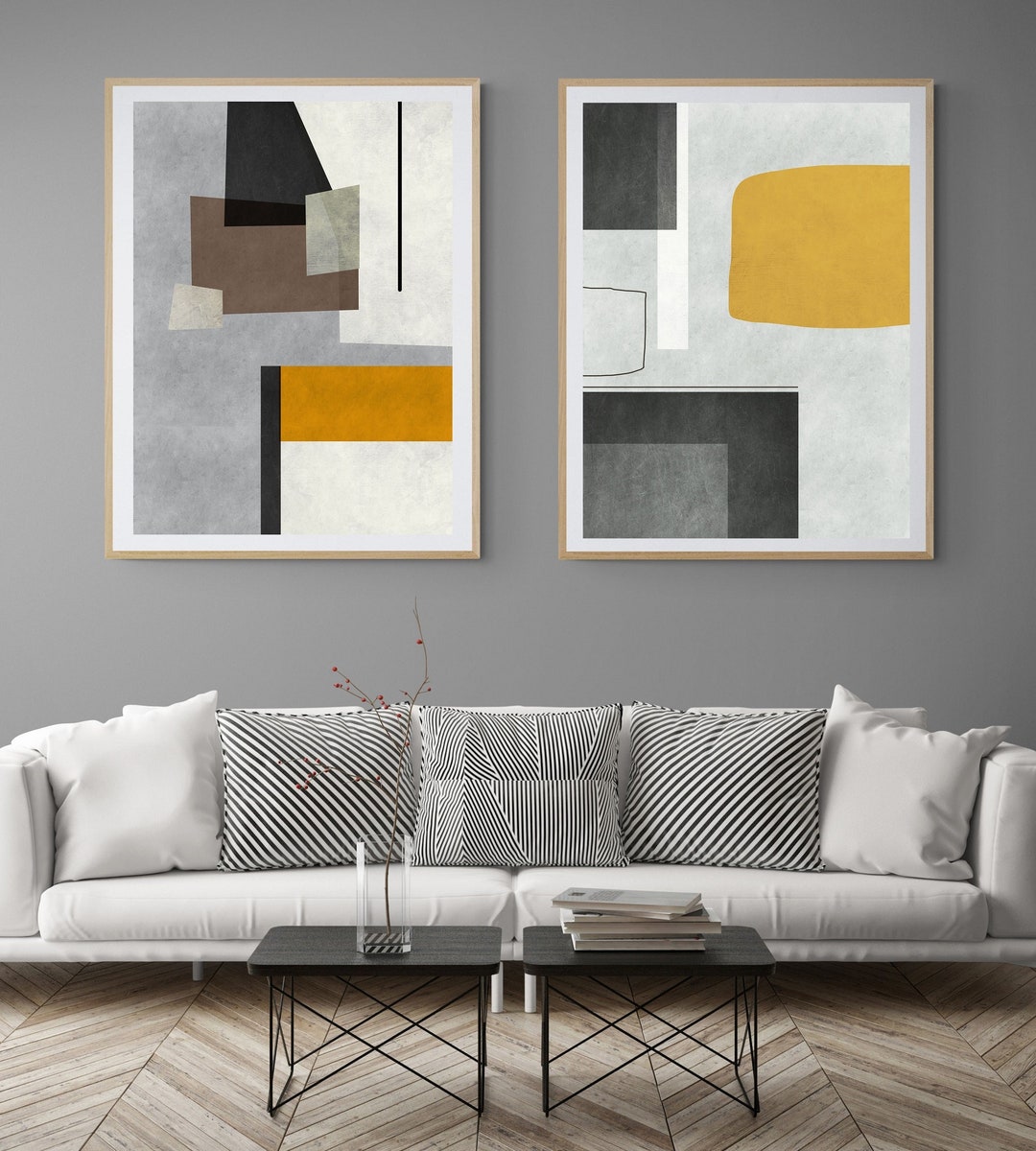 Abstract Geometric Print Set: Earth Tone Minimalist Wall Art (digital ...