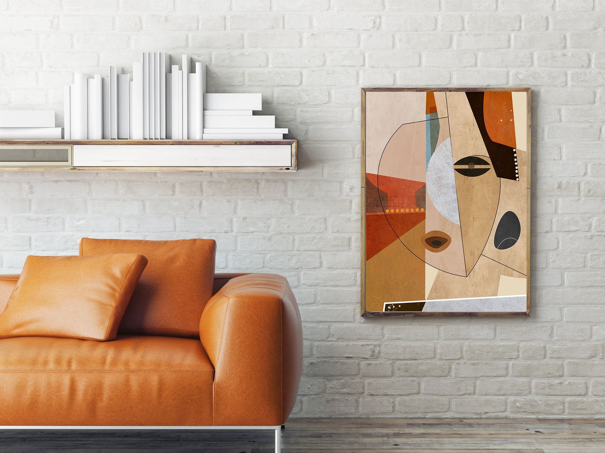 Bold Orange Abstract Geomorphic Color Block Wall Art Pictures For