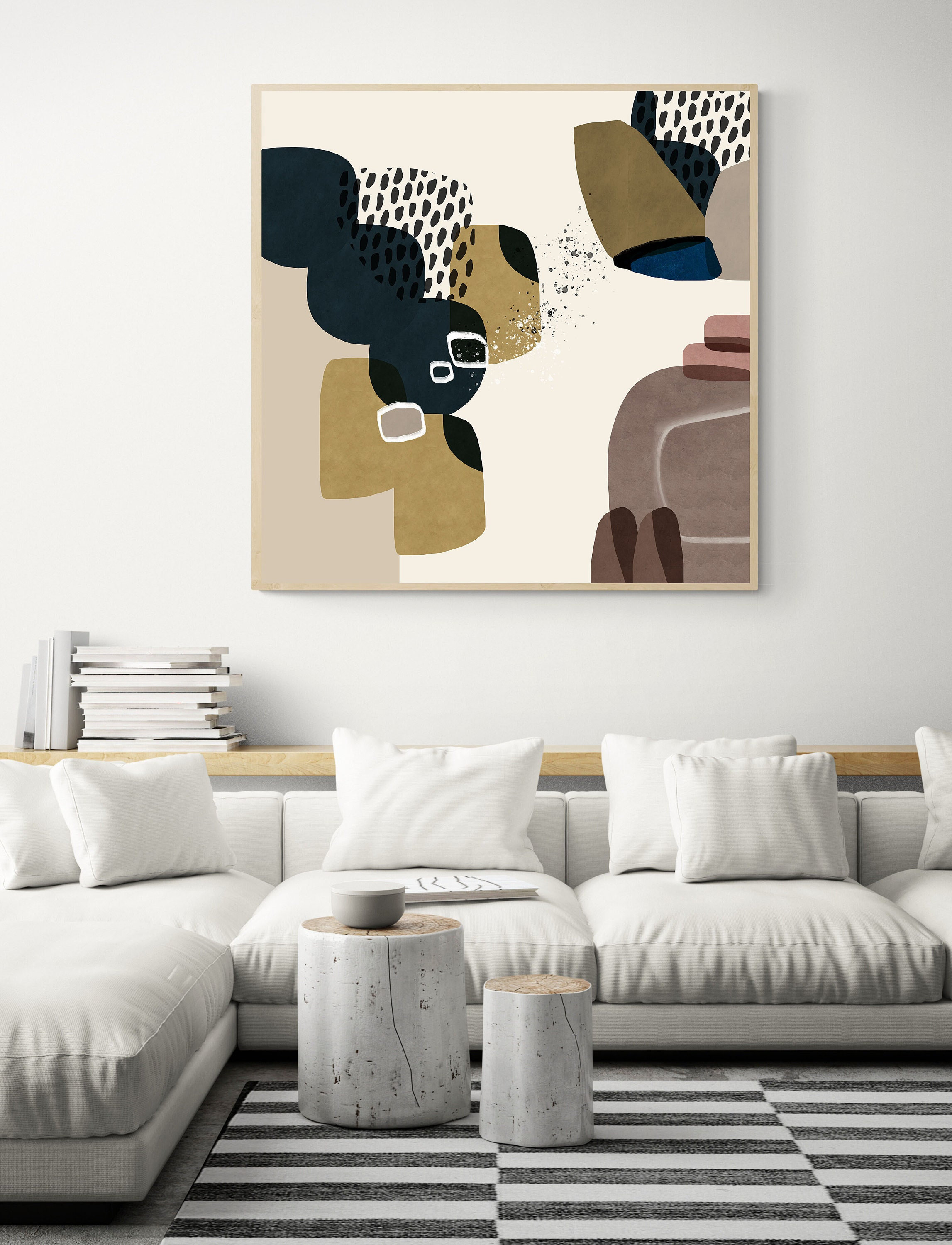 Mid Century Abstract Art Print: Minimalist Geometric Painting (digital ...